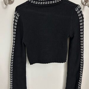 Altar'd State Black and White Knit Crop Top